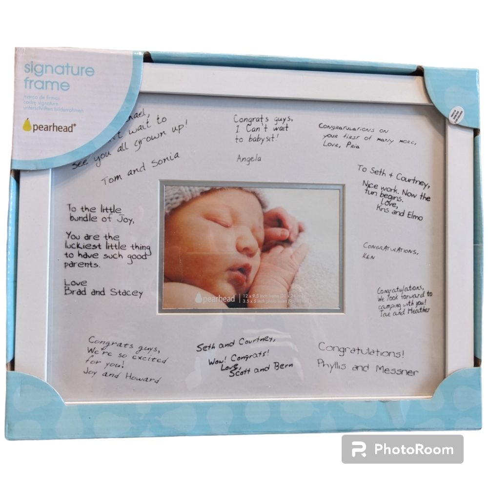 BNIB - Newborn Infant Baby Shower Signature Photo Frame Gender Neutral